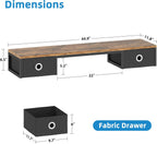 YAOHUOO 45" Large TV Riser with Fabric Drawers for 32-60 inch TV | TV Stand Riser with Steel Legs, Tabletop TV Riser Shelf, Monitor Stand Riser for Home Office,Rustic Brown