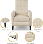 Yaheetech Fabric Recliner Chair Mid-Century Modern Recliner Adjustable Single Recliner Sofa with Thicker Seat Cushion Tufted Upholstered Sofa with Pocket Spring for Living Room Bedroom Beige