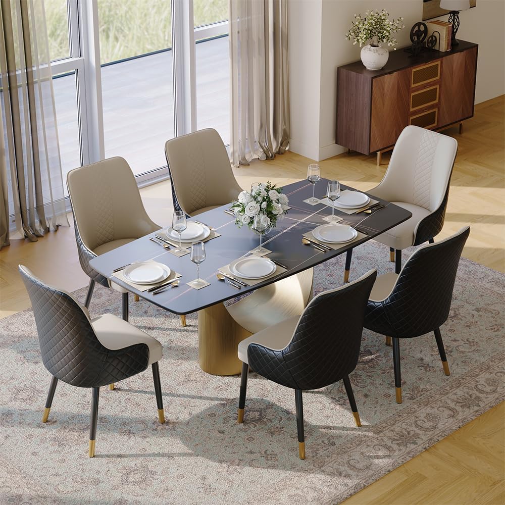 POVISON PU Dining Chairs Set of 2, 38" Faux Leather Upholstered Bar Chai...
