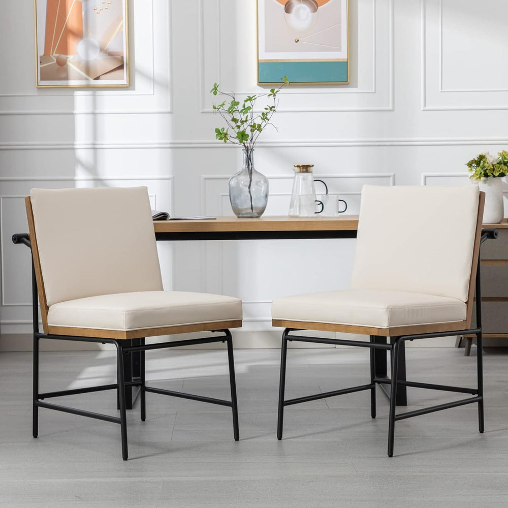 HEAH-YO Modern Dining Chairs Set of 2, Upholstered PU Leather Dining Room Cha...