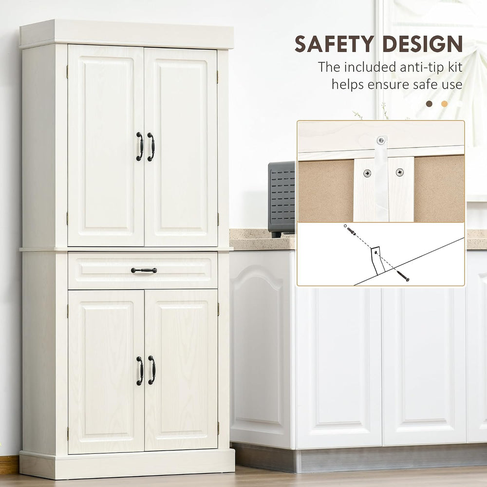 HOMCOM 71" Freestanding Kitchen Pantry Cabinet, Tall Storage Cabinet wit...