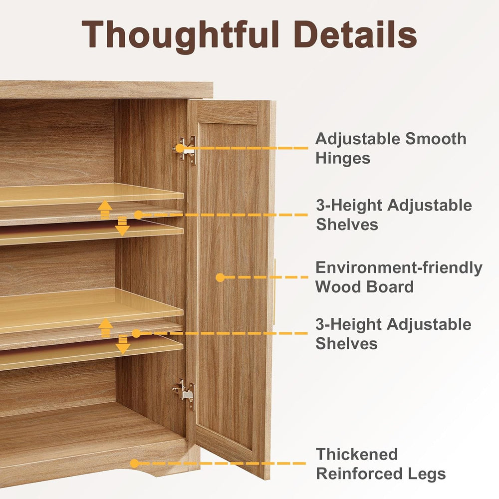 Memobarco Fluted Buffet Cabinet with Storage Accent Sideboard,Modern Credenza...