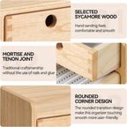 KIRIGEN Desk Organizer with 3 Drawers - Wood Drawer Storage Box with Trays for Tabletop - Workspace Office Toiletries Supplies Tool Caddy - Wooden Storage Cabinet Natural（DT1D3C-NA）
