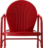 Crosley Furniture Griffith 3-Piece Outdoor Rocking Chair and Side Table Set, Retro Metal Bistro Patio Sets, Bright Red Gloss