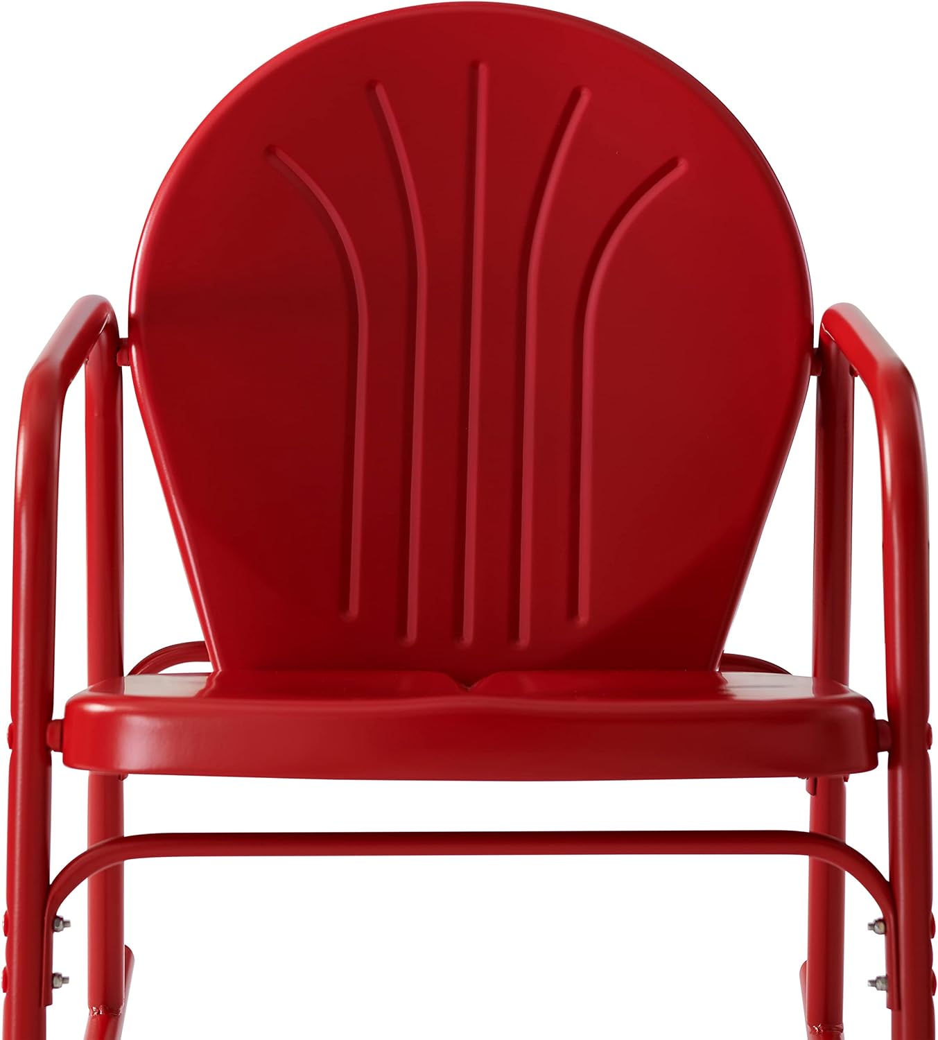 Crosley Furniture Griffith 3-Piece Outdoor Rocking Chair and Side Table Set, Retro Metal Bistro Patio Sets, Bright Red Gloss