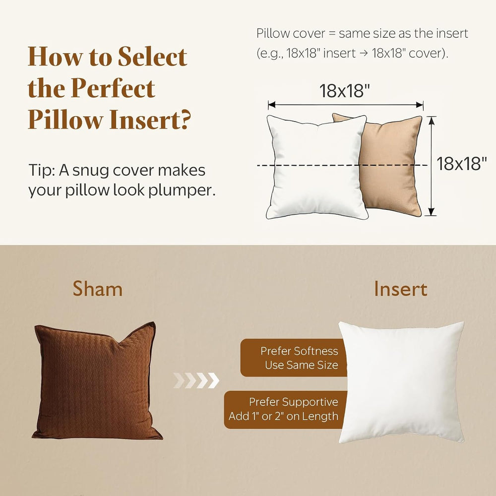 BPC 20x20 Down Feather Throw Pillow Inserts Set of 2, 100% Organic Cotton Cov...