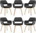 Mid Century Modern Dining Chairs Set of 6 & 4 & 2 Comfy Accent Chair Upholstered Fabric Kitchen Dining Living Room Chairs for Bedrooms Waiting Room Home Arm Desk Chair No Wheels (Charcoal, 6)