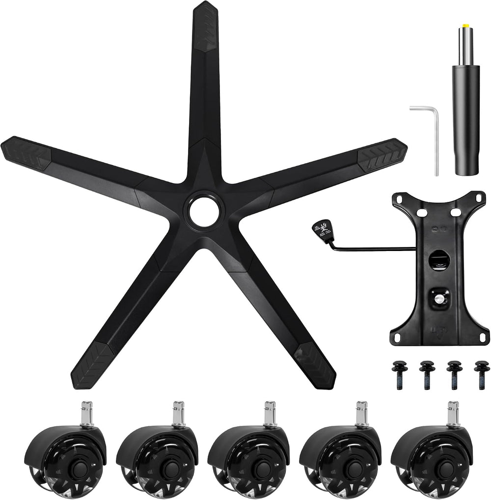 Frassie Gaming Chair Base Replacement Set with Plate Cylinder Wheels Black | ...