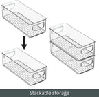mDesign Small Plastic Nursery Storage Container Bins with Handles for Organization in Cabinet, Closet or Cubby Shelves - Organizer for Baby Food, Bibs, Formula - Ligne Collection - 2 Pack - Clear