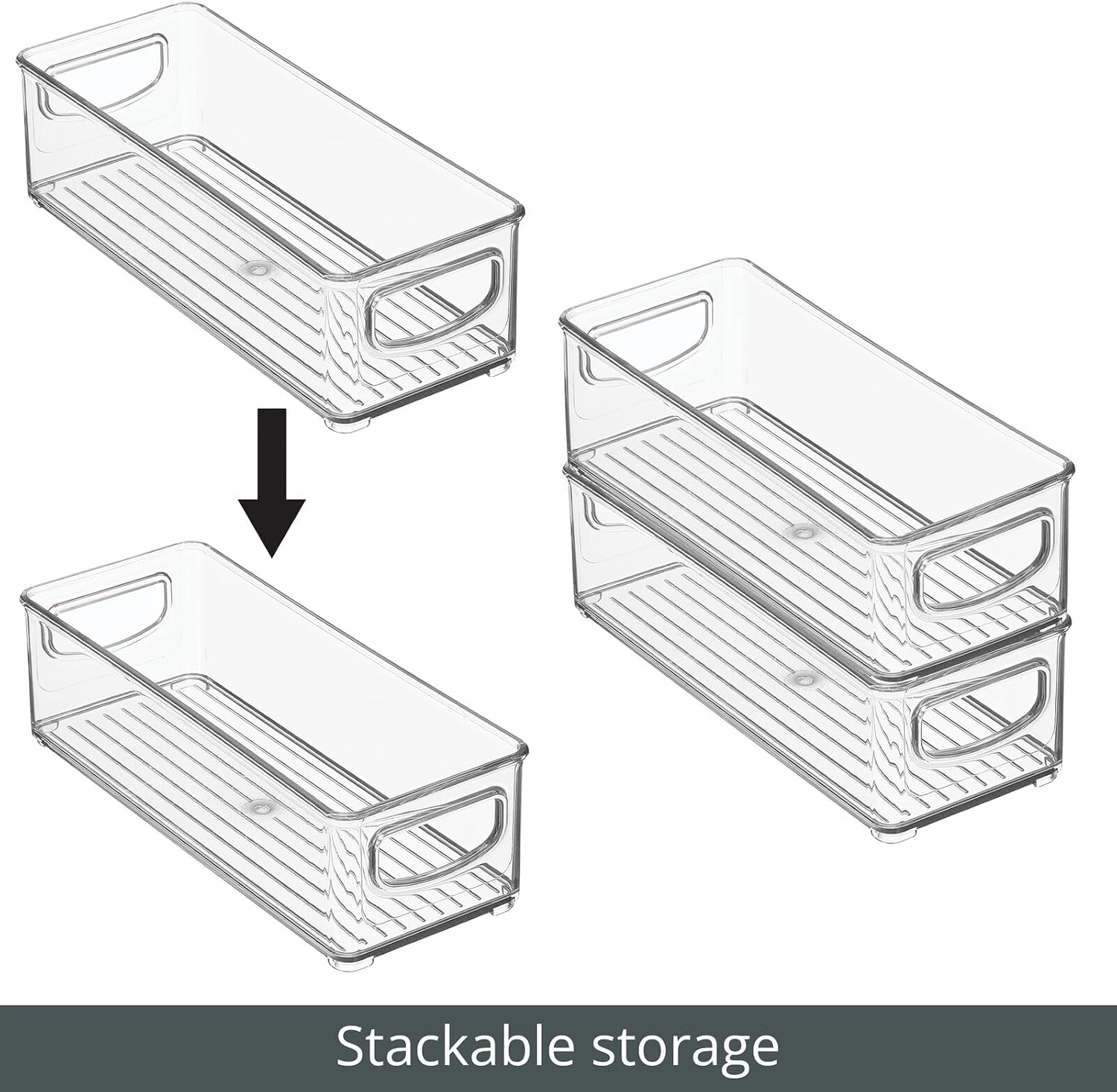 mDesign Small Plastic Nursery Storage Container Bins with Handles for Organization in Cabinet, Closet or Cubby Shelves - Organizer for Baby Food, Bibs, Formula - Ligne Collection - 2 Pack - Clear
