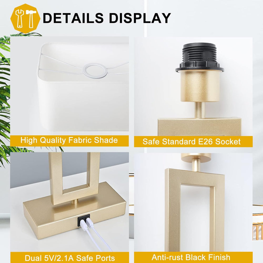 BrightWe Set of 2 Table Lamps with Dual USB Ports,Touch Control Bedside Lamps...