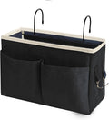 Bedside Caddy Bedside Hanging Storage Basket Multi-Function Organizer Caddy for Bunk and Hospital Beds Dorm Rooms Bed Rails, Can be Placed Glasses Books Mobile Phones（Black）