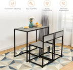 GIANTEX Bar Table Set 3-Piece Dining Table with 2 Chairs, Dining Room Set, Small Kitchen Table Set for 2 People, Dining Room Table, Bistro Table Set, Kitchen Bar Seating Set (Grey)