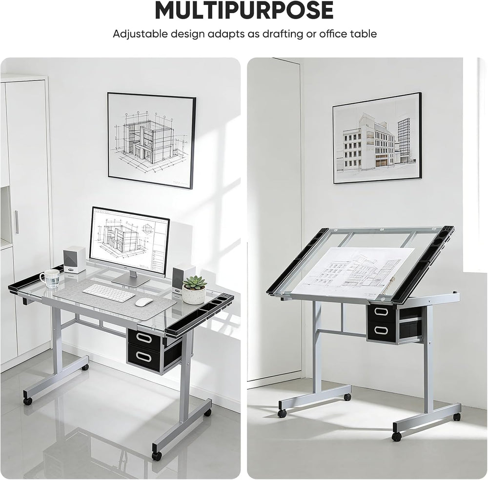 Magshion Drafting Table Adjustable Drawing Table | Art Craft Desk with 0-65° ...