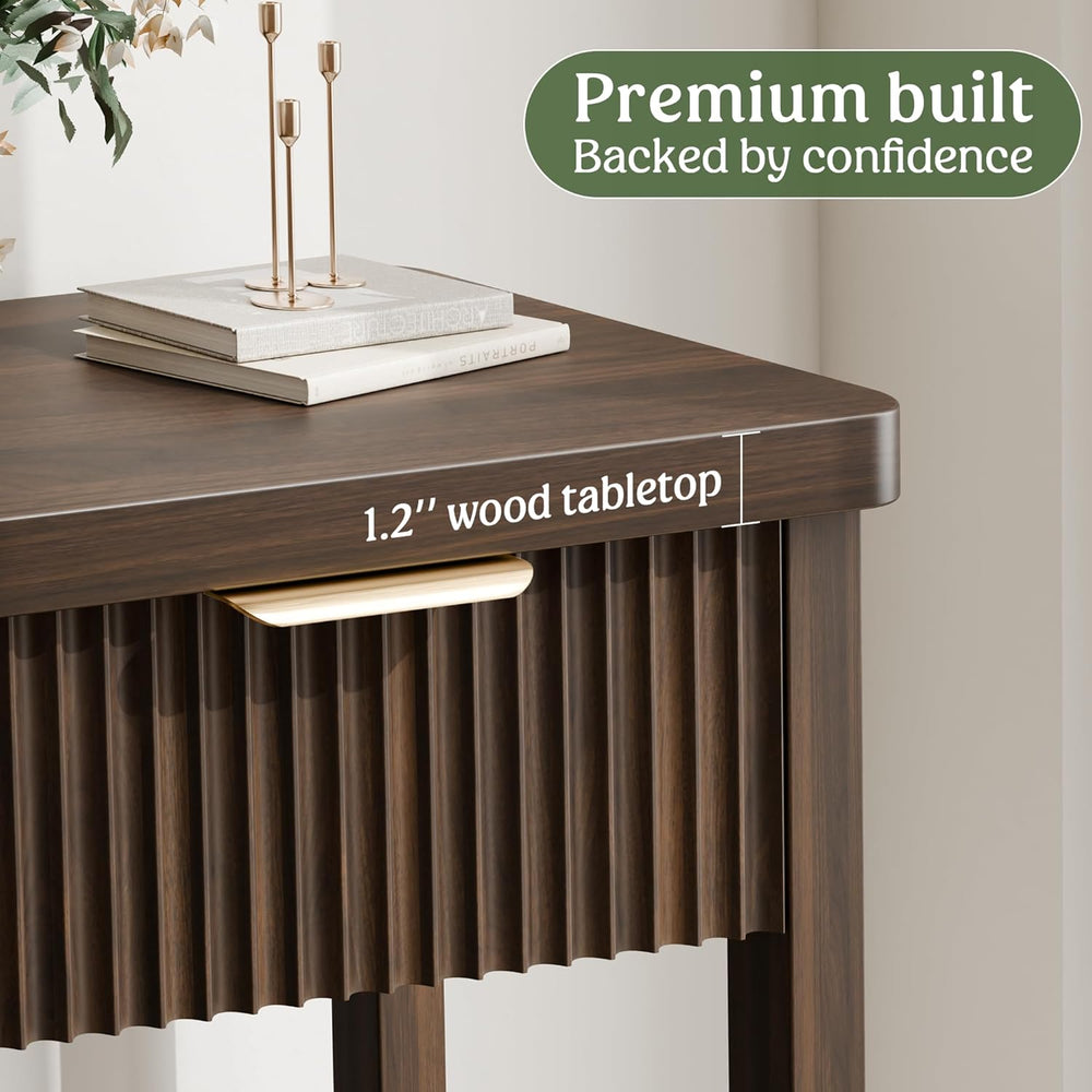 Lulive Fluted Console Table, 51 Inch Entryway Table with 3 Drawers | Scandi f...