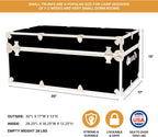 Rhino Classic Camp & College Trunk with Wheels, Footlocker, Dorm Storage | 30"L x 17"W x 13"H, 1500+ lb Capacity, Baltic Birch Plywood, Nickel Plated Steel, Lockable, College Dorm, Summer Camp