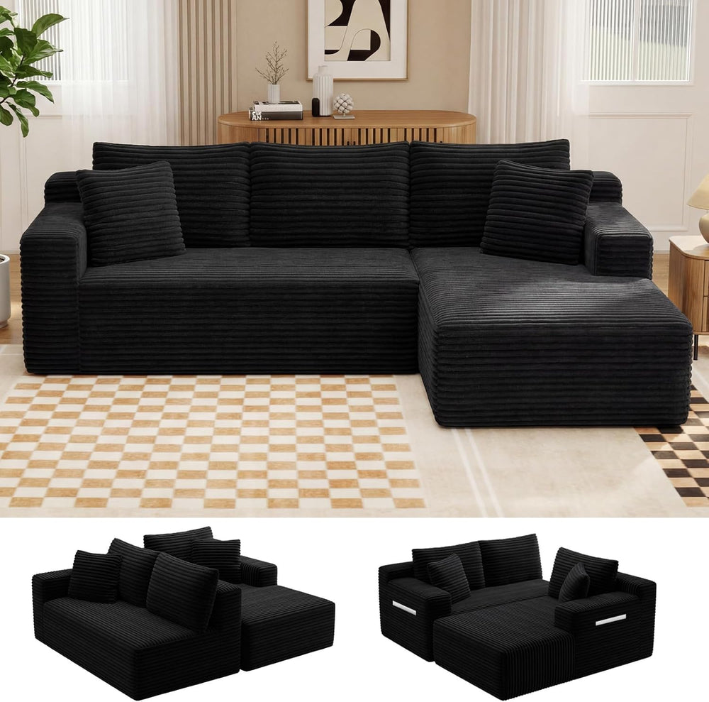 94.5" L-Shaped Cloud Sectional Couch for Living Room, Modern Minimalist ...