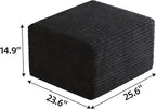 25.6" Corduroy Ottoman Foot Rest,Plush Memory Foam Couch Ottomans,Boneless Compressed Sofa in a Box for Living Room No Assembly Require,Black