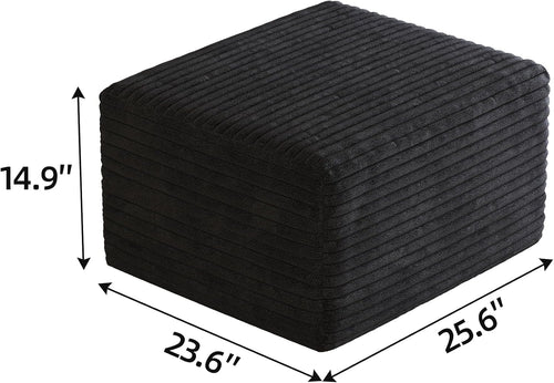 25.6" Corduroy Ottoman Foot Rest,Plush Memory Foam Couch Ottomans,Boneless Compressed Sofa in a Box for Living Room No Assembly Require,Black