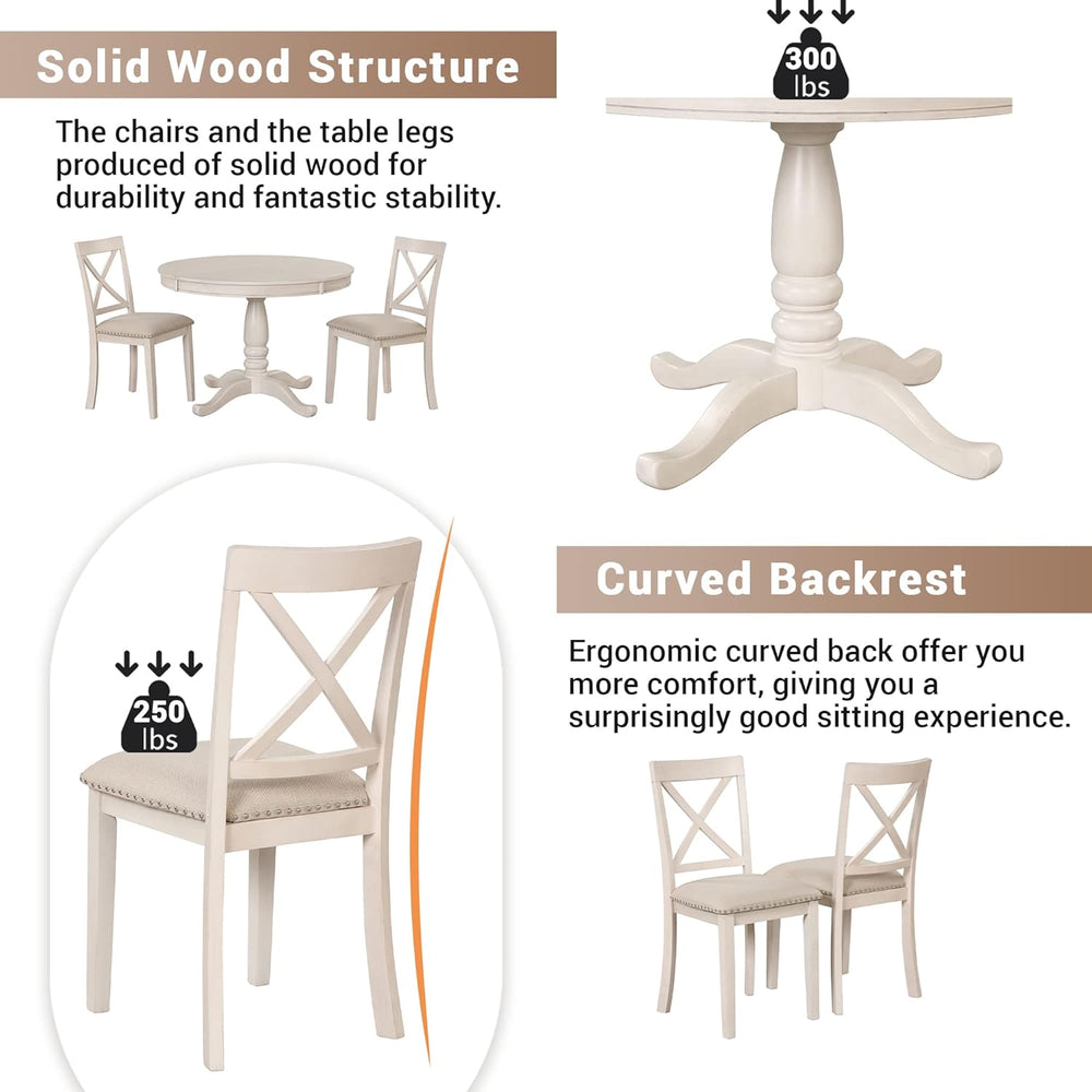 Extendable Dining Table Set for 4, 5 Piece Kitchen Table and Chairs Set, 4 X-...