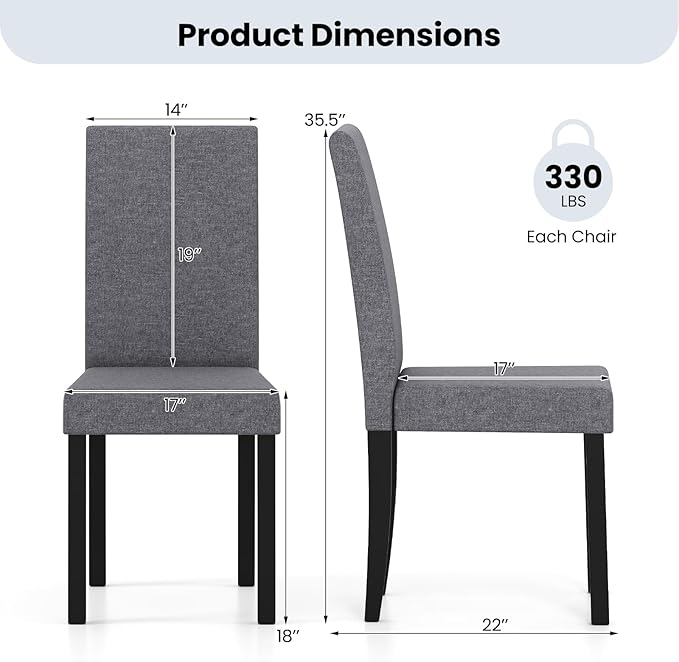 Giantex Upholstered Dining Chair Set of 2, Mid Century Modern Fabric Kitchen ...
