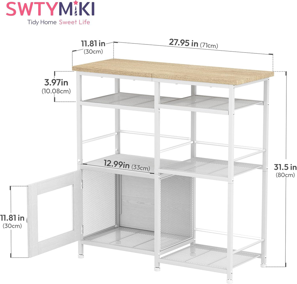 SWTYMIKI Coffee Bar Cabinet Station - Farmhouse Small Coffee Stand Station wi...