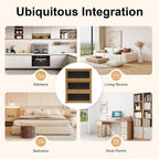 Kitchen Pantry Sideboard Small Bamboo Cabinet with 3 Clear Acrylic Doors Freestanding Countertop Storage for Dishes Bottles Spices
