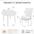 COLAMY 5-Piece Extendable Dining Table Set for 4, 36" Kitchen Round Wood Table with 4 Nailhead Dining Room Chairs,Light Brown/Light Grey