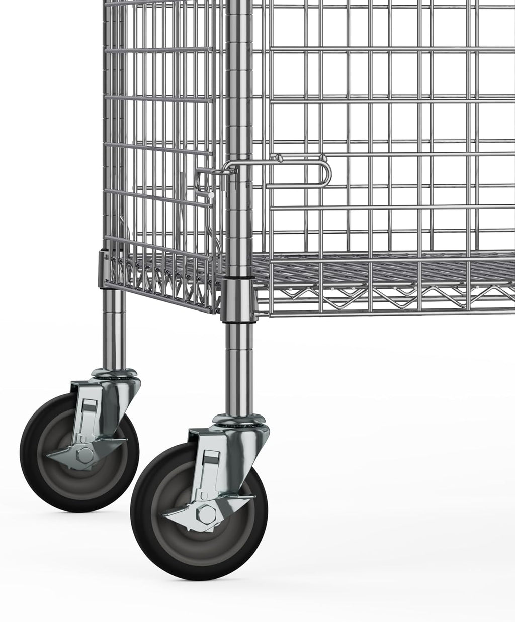 18" W x 60" L x 69" H Heavy Duty Utility Commercial Grade Metal Storage NSF Unit | Chrome Mobile Security Wire Cage Kit