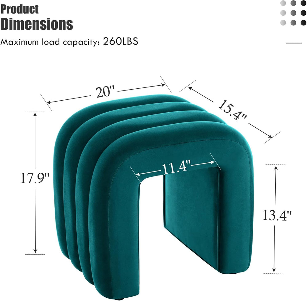 Flouki Velvet Ottoman Stools, Multifunctional Arch Ottomans, Makeup Vanity St...