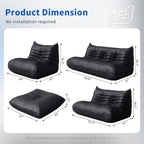 Foam Bean Bag Chairs for Adults,Big Faux Leather Bean Bag Lounger Couches, Modern Sofa,Floor Lazy Sponge Couch for Living Room Bedroom Dorm Office,Black