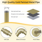 36 inch Gold Industrial Pipe Clothes Rack,Pipe Garment Rack Hanging Rod Bar for Closet Storage,Laundry Room Up to Max Load 135lbs