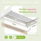 Wall Mounted Clothes Drying Rack 32 inches,Foldbale Laundry Drying Rack Wall Mount,Drying Rack Clothing Space Saver,Retractable,Collapsible,Folding Laundry Rack,White