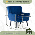 NicBex Modern Accent Chair for Living Room Upholstered Foam Filled Living Room Chairs with Metal Legs Velvet Cozy Lounge Armchair for Living Room Bedroom,Navy Blue