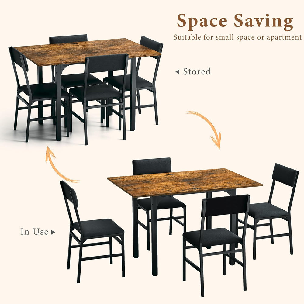 HUAHUU 5-Piece Dining Table Set for 4, Extendable Kitchen Table Set with 4 Up...