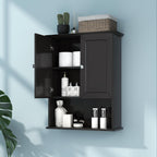 Black Wall Cabinet 24x30 Inch Wooden Over The Toilet Storage Cabinets with 2 Doors, Above Toilet Storage Medicine Cabinets for Bathroom Laundry Room Bedroom Kitchen