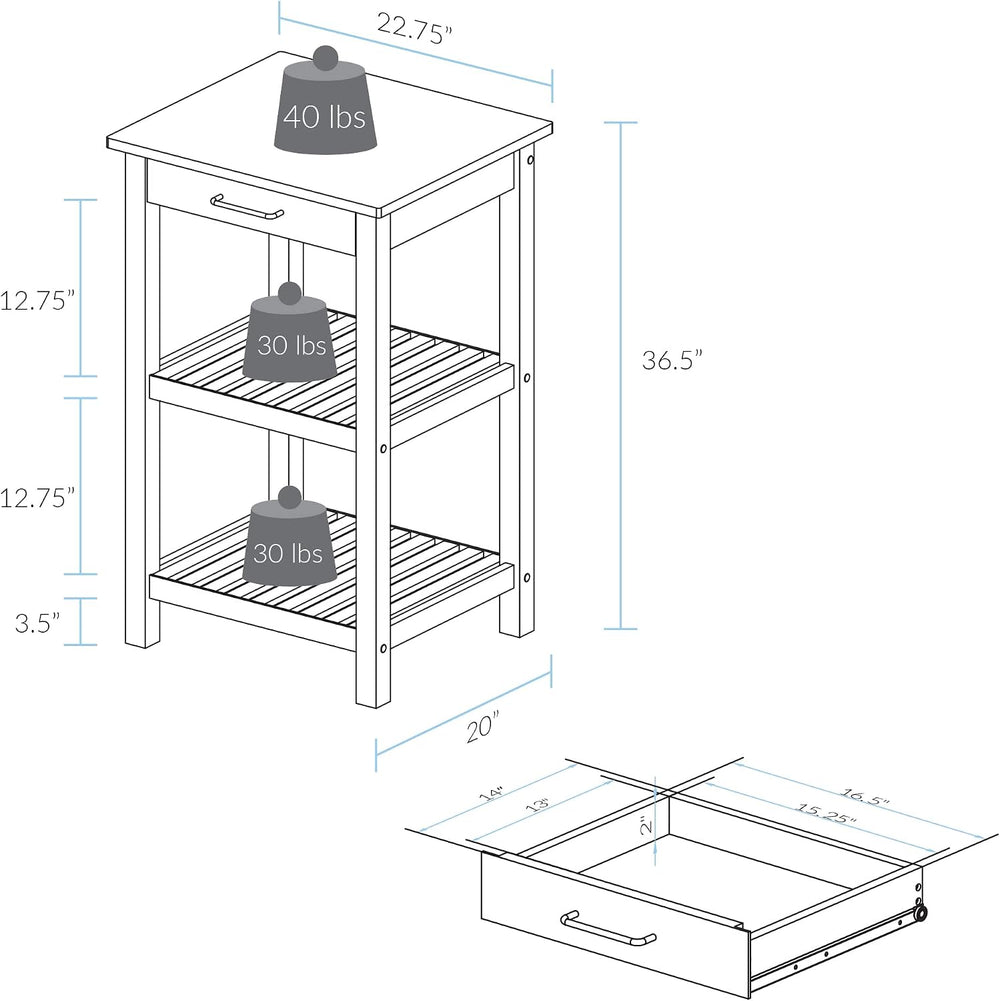 Casual Home Sunrise (Small) with Solid Harvest Hardwood Top Kitchen Island, 2...