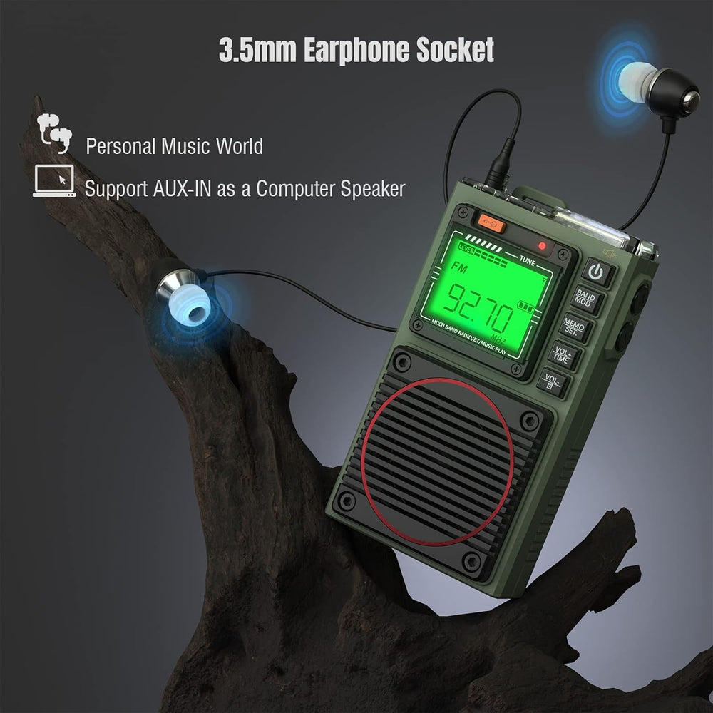 Raddy RF75A App Control Shortwave Weather Radio, Army Green