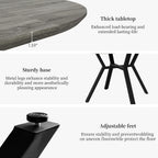 HIPIHOM Extendable Round Dining Table Set for 6 People, 43.3"-59.1" Extendable Kitchen Table with 6 Upholstered Chairs, Space Saving for Kitchen Dining Room (Grey Table+6 U-Shaped White Chairs)