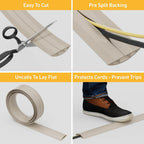 D-Line 30ft Floor Cord Cover, Floor Cable Protector, Extension Cord Cover, Protect Wires & Prevent Cable Trips, Cable Management Solution - Cord Cavity = 0.63" (W) x 0.31" (H) - Beige