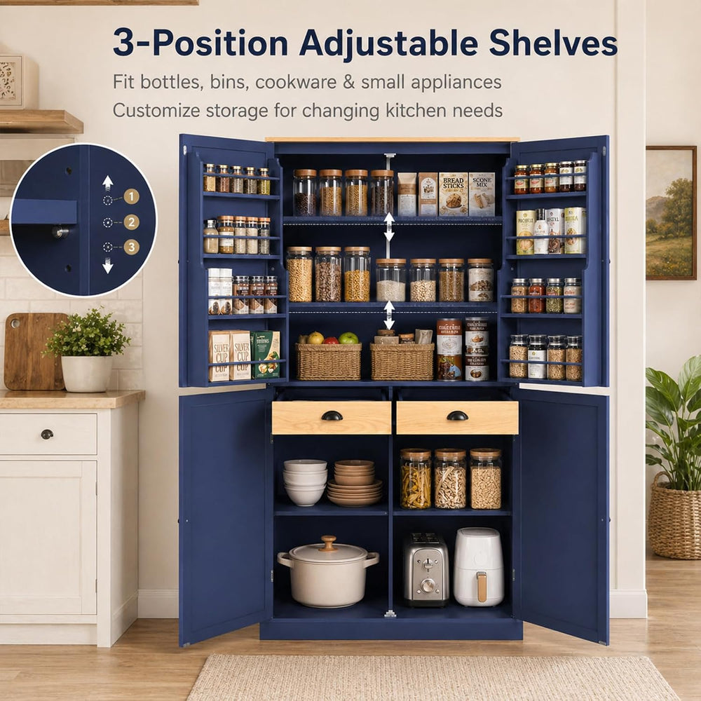 Kitchen Pantry Cabinet, 40.2" W x 20" D x 71.3" H Large Freest...