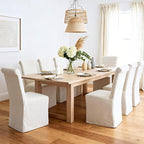 chairus Slipcovered Parsons Dining Chairs Set of 4, Upholstered Dining Room Chairs with Removable Cover & High Back, Modern Farmhouse Wooden Side Kitchen Chairs, Beige Linen Fabric