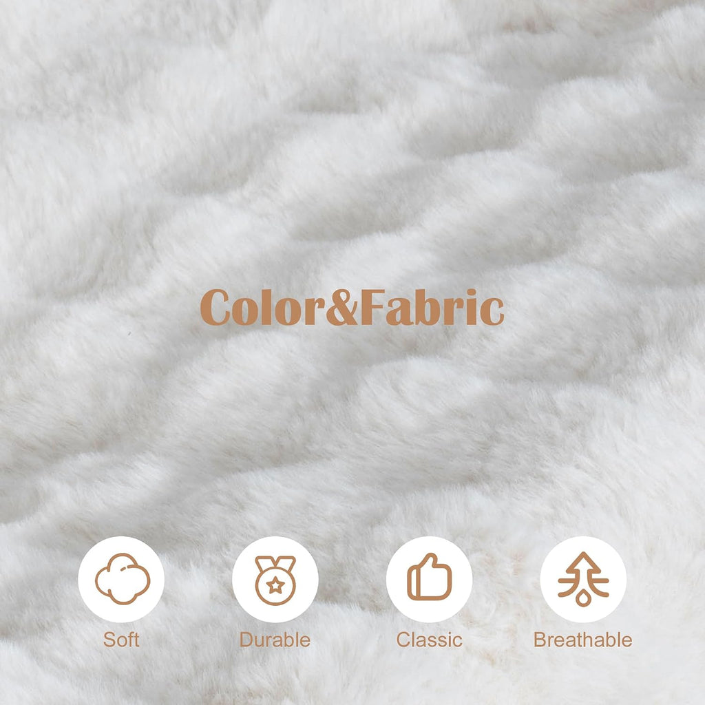 Bean Bag Chair for Adults, Giant Bean Bag Sofa with Soft Pillow, Comfy Faux Fur Fireside Beanbags with Handle for Living Room, Bedroom, Apartment, Bubble White