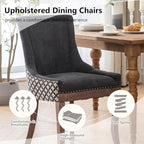 Modern Dining Chairs Set of 6, High Back Dining Chairs Side Chairs with Solid Wood Legs, Upholstered Fabric Dining Room Chairs for Dining Room Kitchen, Black and Patterned