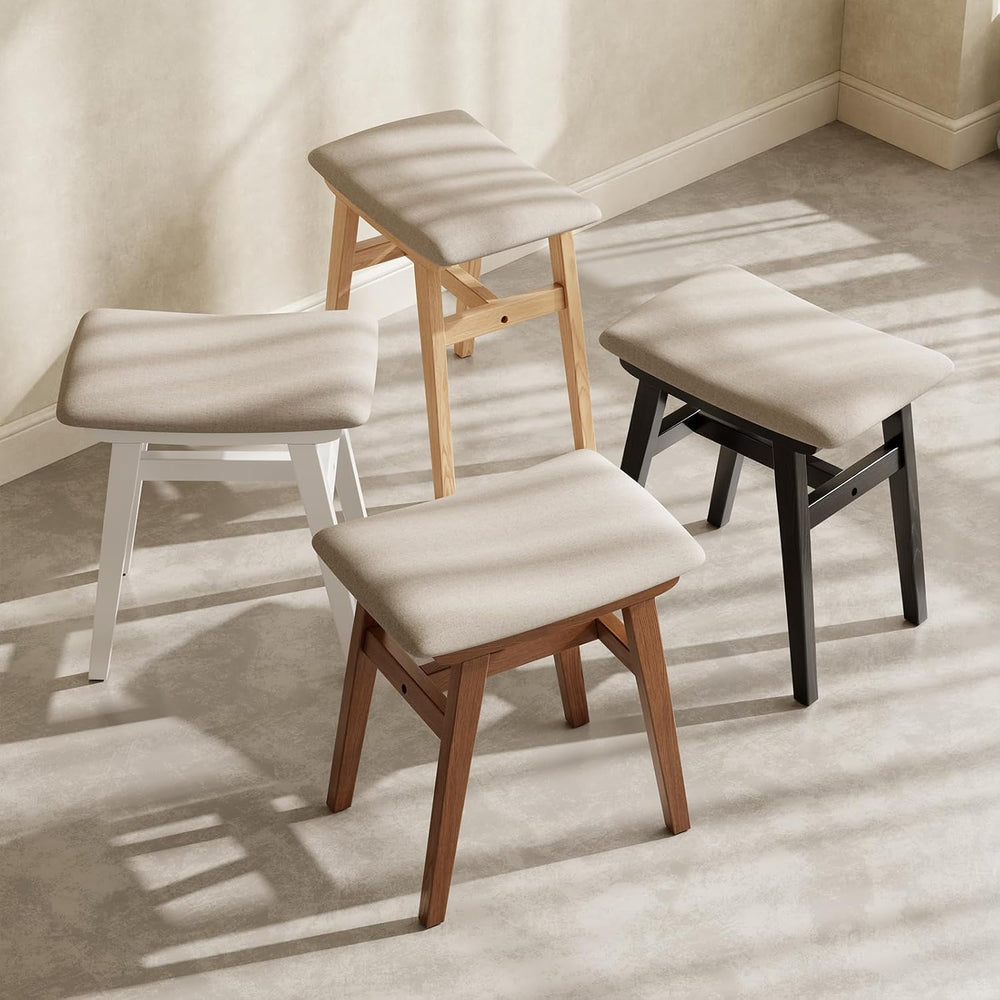 Muwuele Solid Wood Vanity Stool, Compact Makeup Chair with Saddle Cushion, Li...