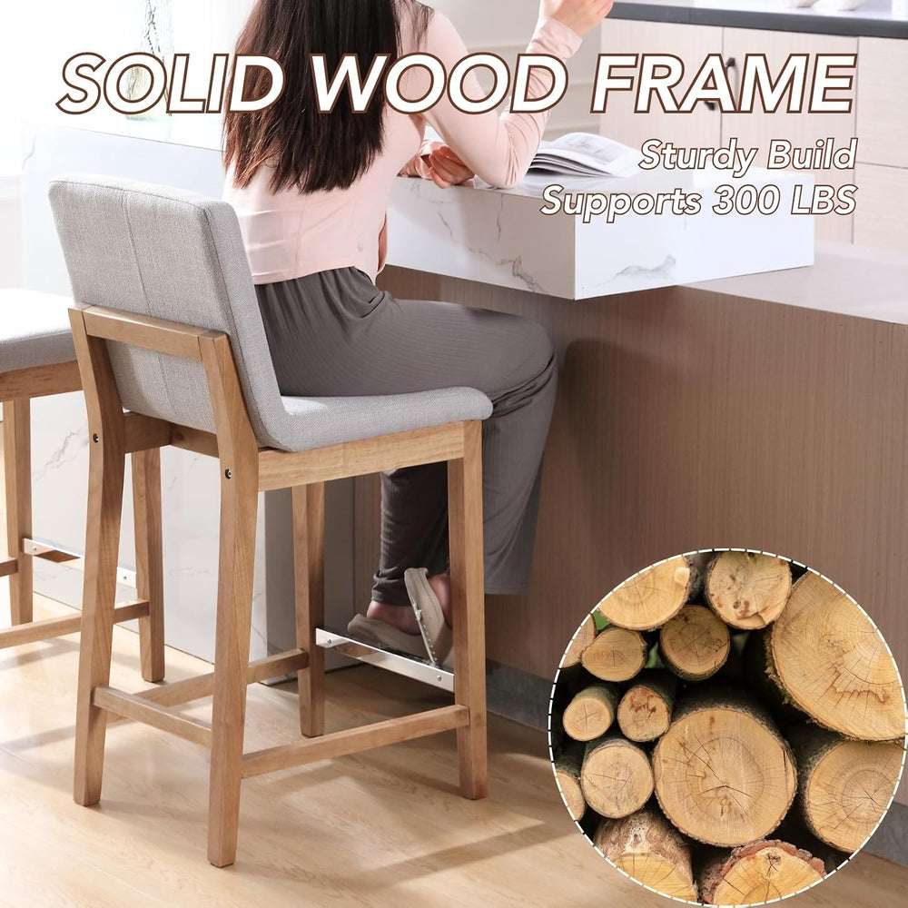 chairus 26" Modern Counter Height Bar Stools Set of 2, Farmhouse Linen U...