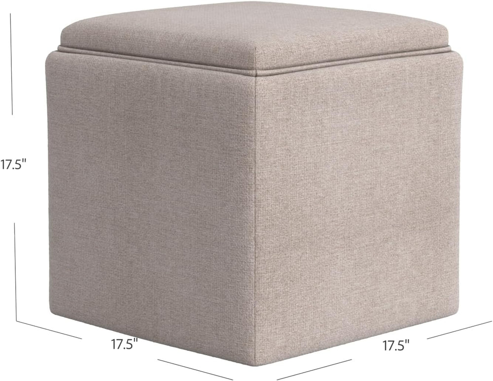 HomePop 17.5" Storage Ottoman with Tray Top - Light Brown Woven