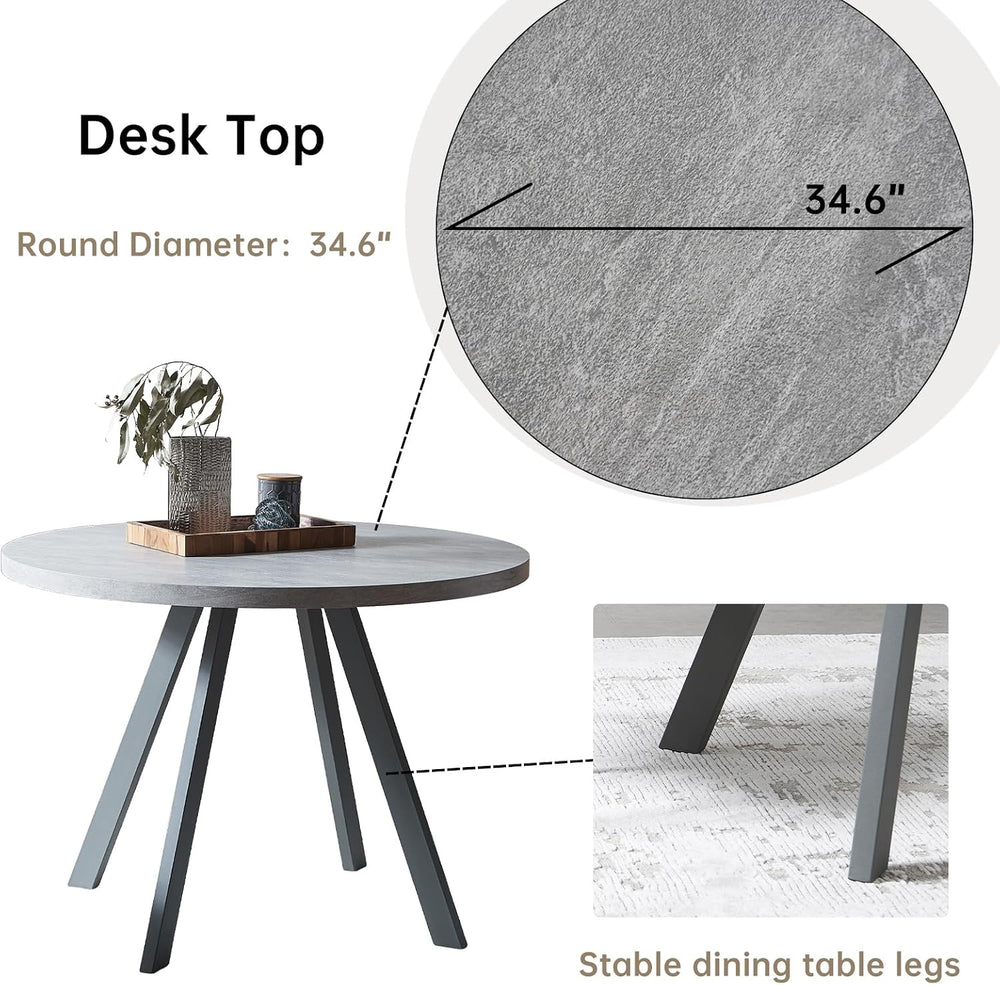 Zerifevni 34.6'' Round Dining Table and Chairs for 2, Space Saving Mo...