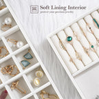 ProCase Stackable Jewelry Organizer Trays for Drawers, Jewelry Drawer Inserts Container Display Case Storage for Earring Necklace Rings Bracelet with Removable Dividers -Warmwhite, 6 Layers