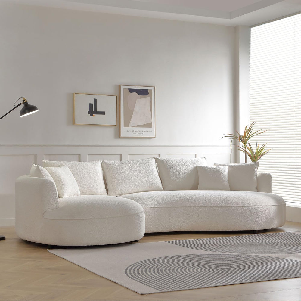 WILLIAMSPACE 124.8" Boucle Curved Sofa Couch, Modern Upholstery Cloud So...